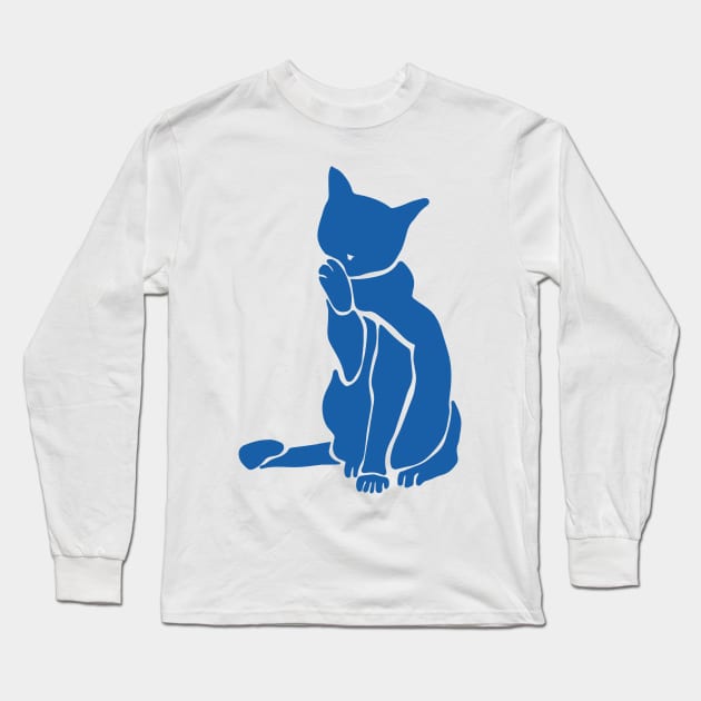 Matisse's Cat Var 1. in Blue Long Sleeve T-Shirt by ECMazur